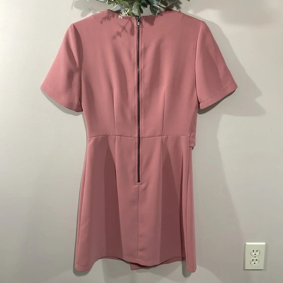Topshop Drape Front Shift Dress Short Sleeve Pink 4 - Picture 4 of 15